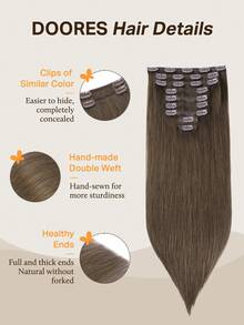 DOORES 9PCS Clip In Hair Extensions Straight Real Human Hair Natural Virgin Human Hair Extensions Double Weft Clip Ins Invisible & Soft Mini Hair Pieces For Thinning Hairs For Women - S5 - View 3