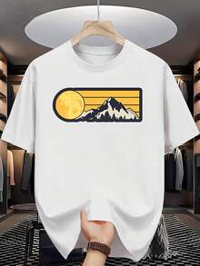 Camiseta de manga corta con estampado de letras para hombres de moda de verano - Blanco - Ver 1