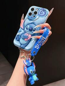 Disney Has Authorized, Phone Case - Chain Set, The Stitch Lilo & Stitch 3D Phone Case Plus A Silicone 3D Stitch Bracelet With Metallic Ring Removable Bracelet, Stitch And Angel Pattern, Compatible With Iphone17/16/15/14/13/12/11/XS/XR/X Plus Pro Max, A Stylish Cartoon Phone Case, The Perfect Gift Choice, Phone Protection, Durable Phone Cover, Great Gift For Friends And Family. - 白色 - 查看 4