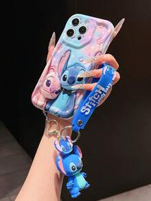 Disney Has Authorized, Phone Case - Chain Set, The Stitch Lilo & Stitch 3D Phone Case Plus A Silicone 3D Stitch Bracelet With Metallic Ring Removable Bracelet, Stitch And Angel Pattern, Compatible With Iphone17/16/15/14/13/12/11/XS/XR/X Plus Pro Max, A Stylish Cartoon Phone Case, The Perfect Gift Choice, Phone Protection, Durable Phone Cover, Great Gift For Friends And Family. - 白色 - 查看 4