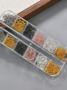 12件/盒 金色與銀色金屬鏈條美甲裝飾，3D龐克奢華美甲配件，亮片鏈條吊墜美甲飾品，DIY美甲裝飾 - 彩色 - 查看 3