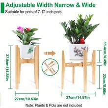 Adjustable Bamboo Wooden Plant Stand Plant And Flower Pot Base Holder Natural - UK-g049201 - View 4
