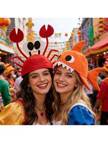 1 Stück lustiger Partyhut, Krabben- und Haidesign, Unisex, geeignet für Halloween, Valentinstag, Geburtstagsparty und Themenveranstaltungen - Übersicht 1