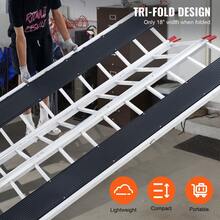 Tri-Fold Loading Ramp, 85 X 54 In, Non-Slip Aluminum Trailer Ramp With Compact Design, Easy Storage, 1500 Lbs Weight Capacity, For Snowmobiles, ATVs, Tractors, Lawn Mowers, Carts, Motorcycles - 85 x 54 in - 查看 5