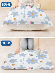 5 Packs Vacuum Storage Bags, Plastic Rectangular Multi-Purpose Bags, Zipper Seal, Moisture-Proof And Airtight, Suitable For Bedding, Pillows, Blankets, Clothes - Save 80% Space, No Electricity Needed,Bedroom Room Decor,Back To School - Blue and White - View 2