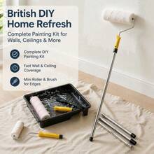 Paint Roller Set Paint Rollers With Extension Pole Tray Paint Brush Roller Sleeves For Painting Wall Ceiling - Yellow and White - View 1