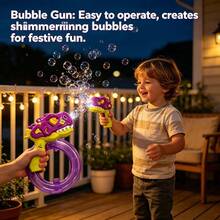 Cool T-Rex Automatic Bubble Gun, Large Capacity Ring-Shaped Leak-Proof Liquid Storage Design, One-Touch Continuous Bubble Output With Colorful Lights, Suitable For Birthday Parties, Beach Camping, Backyard Play And More, 3+ Years Old Boys And Girls, Children's Day, Christmas, 1st Birthday Gift Choice, Outdoor Parent-Child Interactive Atmosphere Toy - Multicolor - View 5