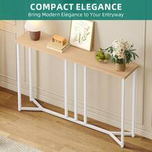 Yitahome Console Table For Hallway, Slim Behind Sofa Table For Living Room, 100cm Narrow Hallway Table, Entryway Side Tables, Small Space Multi-Use Hallway Furniture, Rustic Brown - Natural Wood Color - View 5