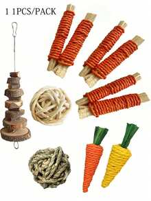 2/6/7/11pcs Pet Chew Toy Gift Set, Suitable For Rabbits And Hamsters And Other Small Pets Chewing And Boredom Relief, Animal Holiday And Valentine's Day Gift, Rabbit Chew Toys, Hamster Teeth Cleaning Toy Set - Multicolor - View 12