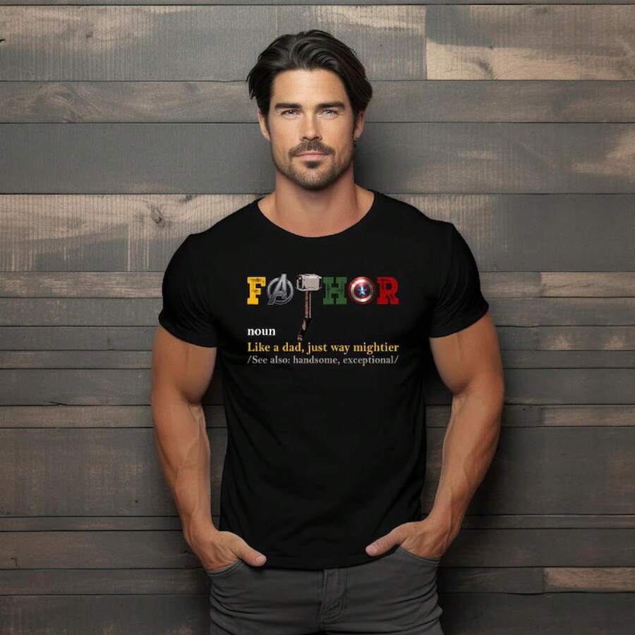 Camiseta Fathor 100% algodón, Thor, Camiseta de los Vengadores, Regalo para el Día del Padre, Camiseta de los Vengadores para Hombre, Camiseta con Definición de Fathor, Camiseta de Papá Mara - Negro - Ver 1