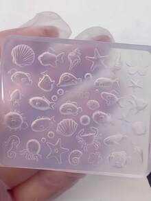 1pc Cute Fish, Crab, Starfish, Dolphin, Ocean Shell Glass Nail Art 3D Decor Silicone Mold - Clear - View 12