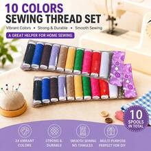 10 Colors Bagged Plastic Sewing Thread Tubes, Small Spools Polyester Sewing Thread, Handmade DIY Sewing Thread Set, Essential For Home, Dorm, Travel, Quick Mending - 1pc - View 1