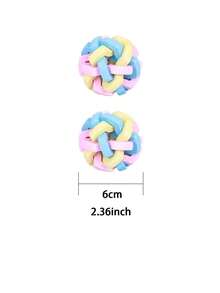 1pc/2pcs Ferret Toy With Built-In Bell - Colorful Squeaky Pet Chew Ball, Elastic Rubber Pet Ball With Interlocking Ring Design And Internal Bell - Dental Health And Exercise Toy For Ferrets, Dogs, Cats - Chew Toy For Teething, Indoor Play - Suitable For Ferrets And Small Pets, Interactive Ball Suitable For Dogs - Multicolor - View 11