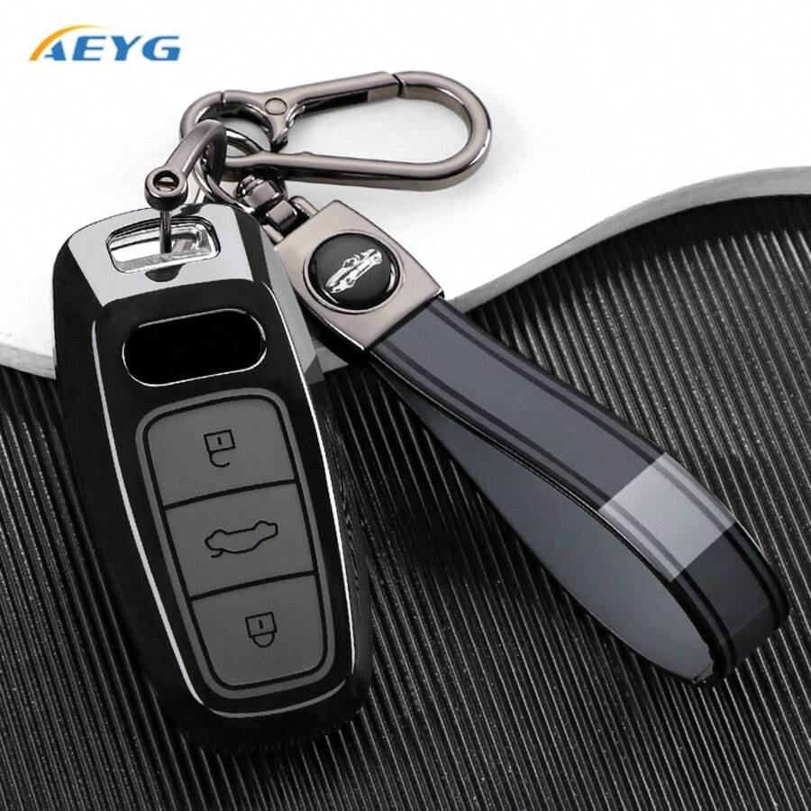 Black & White Fashion TPU Car Key Fob Cover, Anti-Scratch Protective Shell Fit For Audi A6 A7 A8 C8 Q8 D5 E-Tron Keyless Remote Key - Audi D Models - View 1
