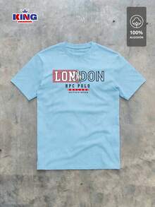 Original HPC POLO T-Shirt With Round Neck And Short Sleeves – Themed Graphic Design "HPC: London England Heritage" – 100% Cotton - 淺藍色 - 查看 2