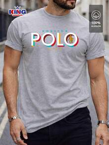 Original HPC POLO T-Shirt With Round Neck And Short Sleeves – Themed Graphic Design "HPC: Retro Typography Houston" – 100% Cotton - 淺灰色 - 查看 1