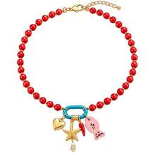 New European And American Cross-Border Summer Ocean Style Shell Beach Colorful Beaded Starfish Chain Heart Fish Pendant Copper Accessory - Red Beaded Necklace - View 7