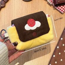 1pc Pudding Mini Coin Purse & Card Holder. Compact And Portable, Can Store Cash, Cards, Coins, Earphones & Keys. Perfect For Daily Use. - Rust - View 11