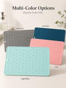 1pc Silicone Drain Mat, 30*20cm Flexible Non-Slip Kitchen Countertop Drying Mat, Multi-Functional Sink Mat Drip Rack, Suitable For Cups, Bowls, Plates, Utensils, Coffee Station Kitchen Accessories And Summer Home Essentials. - View 5