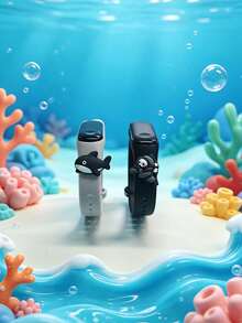 2入海洋系列LED電子手環，青少年適用，灰色鯊魚與黑色潛水員吊飾，時間日期秒錶顯示，適合開學、生日、聖誕禮物等 - 彩色 - 查看 3
