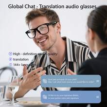 زوج واحد من نظارات الترجمة الذكية بالذكاء الاصطناعي، بتصميم نظارات عصرية، حماية، شحن Type-C، تحكم مزدوج باللمس، مكالمات صوتية عبر البلوتوث، تشغيل الموسيقى بأذن مفتوحة، ميكروفون مدمج، نظارات ترجمة ذكية قابلة للارتداء للجنسين، مناسبة للسفر والأعمال والمكتب والاستخدام الخارجي والاستخدام اليومي - مشاهدة 4