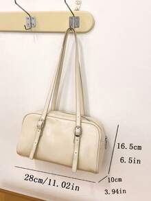 Versatile Commuter Minimalist Shoulder Bag - Beige - View 3