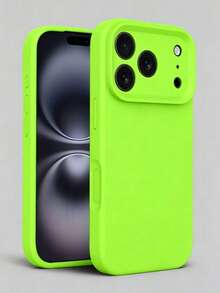 High-Quality Liquid Silicone Phone Case, Compatible With IPhone 17 Pro Max, 17 Pro, 17 Air, 17, 16, 15, 14, 13, 12, 11 Pro Max Plus, Soft-Touch Skin-Friendly, Shockproof Protective Cover - Fluorescent Green - View 2