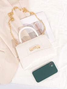 1pc Girls Luxury Crocodile Embossed Small Square Handbag, Metal Chain Crossbody Bag, Versatile Mini Bag For Banquet And Commute, Ideal Gift Choice - M635 - View 12