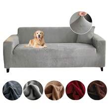 XM-Mirelitho 1PC Soft Plush Sofa Cover, Stretch Full Coverage Couch Slipcover, Washable Anti-Slip Furniture Protector For Living Room All Seasons - 淺灰色 - 查看 1