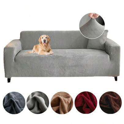 XM-Mirelitho 1PC Soft Plush Sofa Cover, Stretch Full Coverage Couch Slipcover, Washable Anti-Slip Furniture Protector For Living Room All Seasons