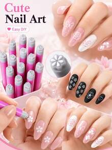 15pcs/11pcs/9pcs Nail Art Stamp Pen Set, Nail Art Stamp Includes Flower, Butterfly, Rose Nail Art Stamp Set, Freely Match Different Patterns To Create Personalized Nail Art, Durable And Resistant To Breakage Or Deformation. Paired With Silicone Nail Art Sculpting Pen, Nail Polish Carving Pen, Rubber Head Nail Brush, Suitable For Gel Nail Polish, Nail Art Stickers - Multicolor - View 5