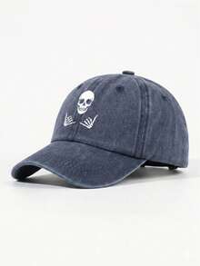 1pc Unisex Outdoor Casual Fashionable Skull Print Distressed Baseball Cap Trucker Hat Adjustable Soft Top Snapback Hat For Summer Beach Sports - Baseball Cap - View 5