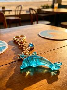 海豚海星愛心珍珠海洋吊飾，包包掛飾、鑰匙圈、吊飾裝飾，酷萌海洋主題時尚極簡風，愛心環扣設計，輕量裝飾，適用於錢包、背包、手提包、鑰匙、手機殼、汽車後視鏡，適合女性、女孩、海灘愛好者和朋友，可用作包包掛飾、鑰匙圈、拉鍊拉環、禮品裝飾，海豚海星愛心珍珠海洋吊飾包包掛飾鑰匙圈套組 - 彩色 - 查看 9