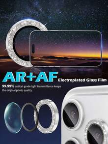 3入亮銀色金屬相機鏡頭保護蓋，AR+AF 9H 高清透明防碎鋼化玻璃閃光燈環蓋，相容於 17 Pro/17 Pro Max、16/16 Pro Max/16 Plus/15/15 Pro Max/14/13/12/11 Pro Max - 銀色 - 查看 4