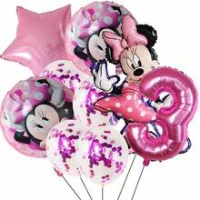 Party Balloon Set, Pink Star And Cartoon Foil Balloons With Sequin Balloons, For Milestone Birthday Decoration - As Shown In the Figure - View 15