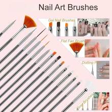 35Pcs All-In-One Nail Art Brush Set, Dotting Pens & Multi-Shape Painting Brushes For Lining, Flat & Fine Tip Brushes Plus Crystal Filled Dotting Tools For Floral Drawing And Nail Ornament Application - Multicolor - View 5