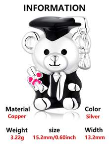 1pc Fashionable Exquisite Romantic Youth Graduation Commemorative Series Heart, Graduation Cap, Girl, Bear Beaded Pendant Full Of Graduation Ceremony Sense Creative Versatile DIY Bracelet Necklace Graduation Gift - Multicolor - View 15