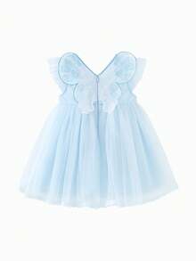 Balabala Girls High Waist Princess Dress Embroidered Tulle Party Dress - Ice Blue - View 5