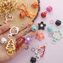 57pcs DIY Keychain Making Kit, Includes 1pc Keychain, 3pcs Flower Charms, 3pcs Bells And 50pcs Jump Rings, Suitable For Braided DIY Keychains, Bag Accessories, Floral Star Shaped Lobster Clasps, Animal Shaped Spring Clasps, Open Jump Rings, Pet Collar Connectors, Heart Key Rings, Hanging Luggage Tags, Climbing Outdoor Hook Accessories, Creative Holiday Gift DIY Keychain Accessories - Random Color Mixing (57pcs) - View 4