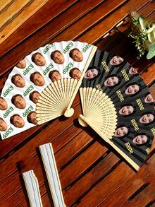 Customized Photo And Name LOGO Wedding Fan, Classic DIY Fan, Decorative High-Quality Customization, Gift For Her, Girlfriend, Dad, Family, Mom, Friend - Multicolor - View 3