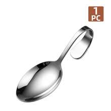 1/4/6pcs Stainless Steel Serving Spoons, Curved Handle Dessert Spoon Set, Rustproof Silver Tableware For Salad Berry Home Restaurant Buffet - View 7