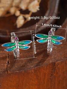 1 Pair Cute Cubic Zirconia Dragonfly Earrings, Suitable As Gifts For Women For Parties, Engagements, Anniversaries, Valentine's Day And Other Occasions - 8# - View 6