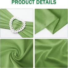 10pcs Spandex Chair Back Decorative Ties, Elastic Chair Bands With Bows And Heart-Shaped Buckle Sliders, For Graduation Season, Prom, Wedding, Party, Banquet Decoration - Mint Green - View 3
