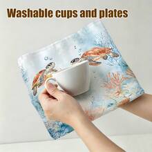 1pc/2pcs/4pcs Ocean Watercolor Kitchen Towels, Soft, Absorbent & Quick-Drying, Machine Washable, Multipurpose For Daily Hand Wiping & Home Decoration - Multicolor - View 14