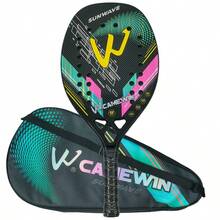 W®CAMEWIN New Beach Tennis Racket, 3K Carbon Fiber Face, Outdoor Sports Tennis Racket, EVA Foam Core, Unisex, Suitable For Adults, New Geometric Pattern, Rough Surface, Comes With Tennis Racket Bag - Red - View 3