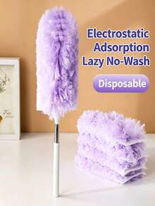 1pc Multifunctional 360° Double-Sided Static Duster, Retractable Cleaning Feather Duster - Pink - View 8