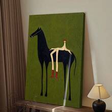 1Pc Framed Canvas Painting, Abstract Black Horse And Rider, Thickness 2.25cm/1inch High Quality Wall Art Print Poster Direct Hanging Home Decor Gifts, Living Room, Bathroom, Bedroom, Kitchen, Bar, Office, Room Decor - 多色 - 查看 9
