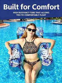 Leaf Design Floating Lounge Chair - Adult Inflatable Pool Chair, Pool Floating Bed Chair, Portable Summer Beach Floating Rest Seat, Suitable For Beach, Lake And Pool Party, Beach Essential - Multiple Styles - View 2