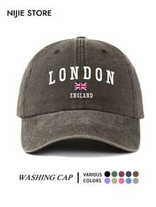 1件多色可選 LONDON 印花女款時尚夏季棒球帽，輕量可調節彎帽簷，百搭透氣多功能，復古水洗棒球帽，適合日常穿搭、街頭風格與日常使用，送給家人朋友的完美禮物 - A - 查看 10