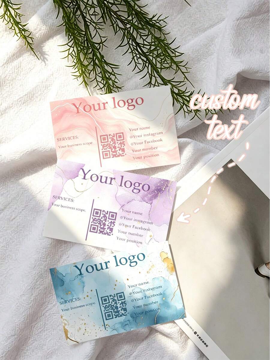 Custom Elegant Business Cards, Personalizable Name, Contact Info & QR Code, Premium Durable Cardstock, Modern Sleek Design For Networking, Corporate Gifts, Invitations & Thank You Cards - Customized Business Cards - View 1
